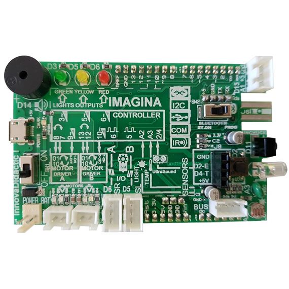 Placa Imagina 3dBot Arduino +12 funciones (incluye sensores, actuadores y driver para dos motores)