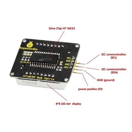 Keyestudio Matriz de LED 8x8 I2C HT16K33