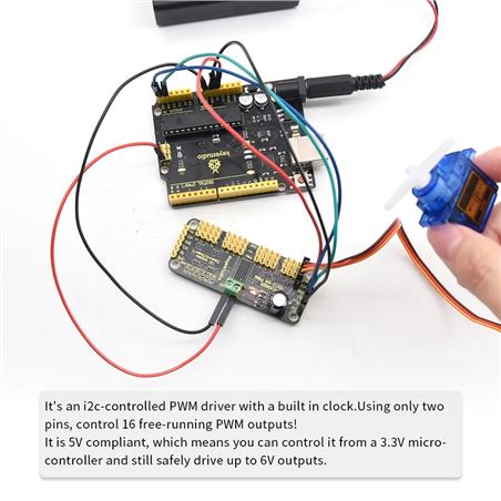 Keyestudio Controlador PWM de 16 canales 12-bit o para controlar 16 servo