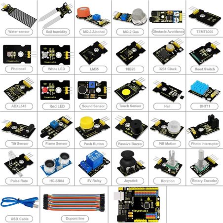 Keyestudio Kit de sensores para Arduino con placa Keyestudio Uno R3