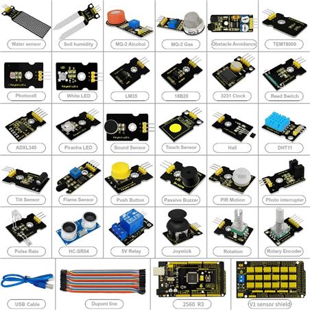 Keyestudio Kit de sensores para Arduino con placa Keyestudio MEGA2560 R3