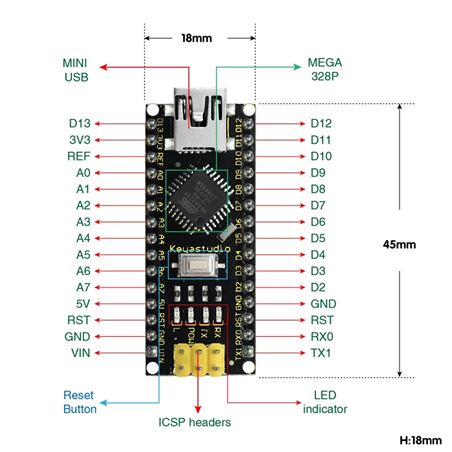 Keyestudio Nano 3.0 chip CH340 (no incluye cable USB)