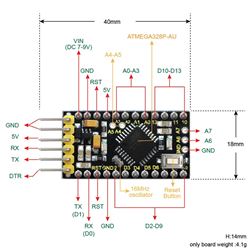 Keyestudio Pro Mini Atmega328P (basada en Arduino Pro Mini, no incluye cable USB)