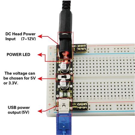 Keyestudio Módulo fuente de alimentación para protoboard