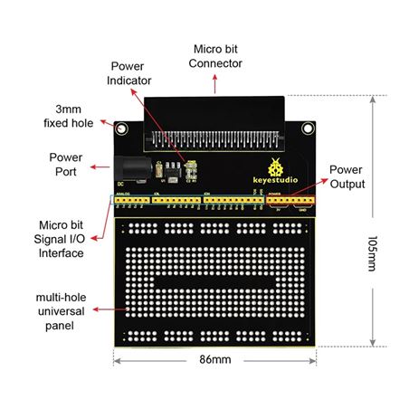 Keyestudio Shield con placa Protoboard para micro:bit