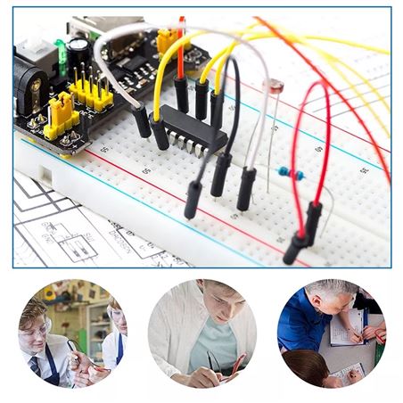 Keyestudio Protoboard + Módulo fuente de alimentación + Cables y puentes de conexión