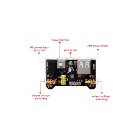 Keyestudio Protoboard + Módulo fuente de alimentación + Cables y puentes de conexión