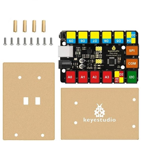 Keyestudio EASY Plug Placa de control V2.0 (basada en Arduino Uno, no incluye cable USB)