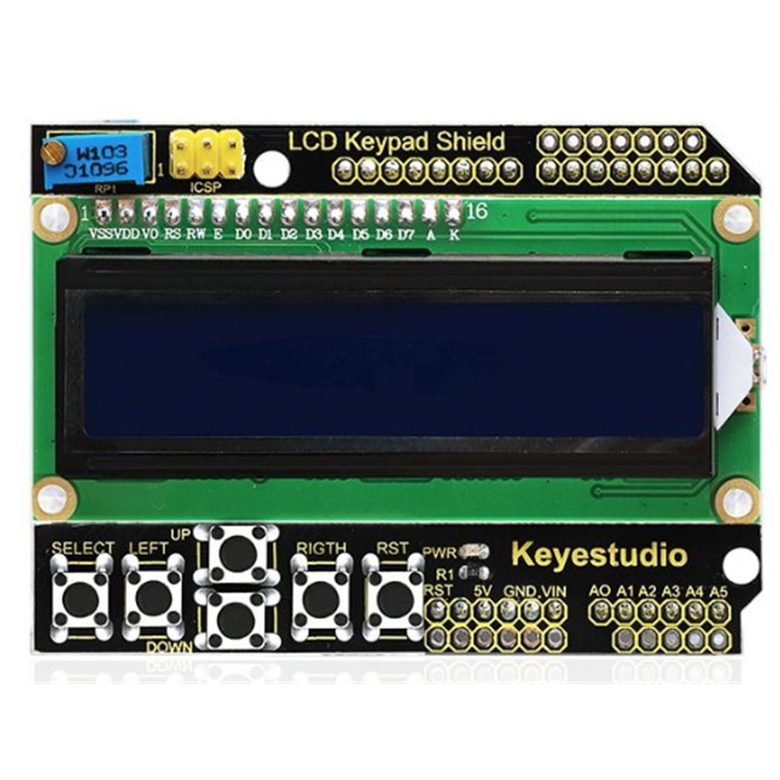 Keyestudio Shield expansión con pantalla LCD 1602 y 6 botones