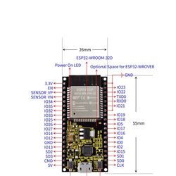 Keyestudio Placa de desarrollo ESP32-WROOM-32D Wi-Fi + BT BLE (no incluye cable USB)