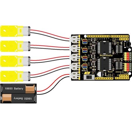 Keyestudio Shield con driver o controlador de motores de 4 canales L298P V1.0